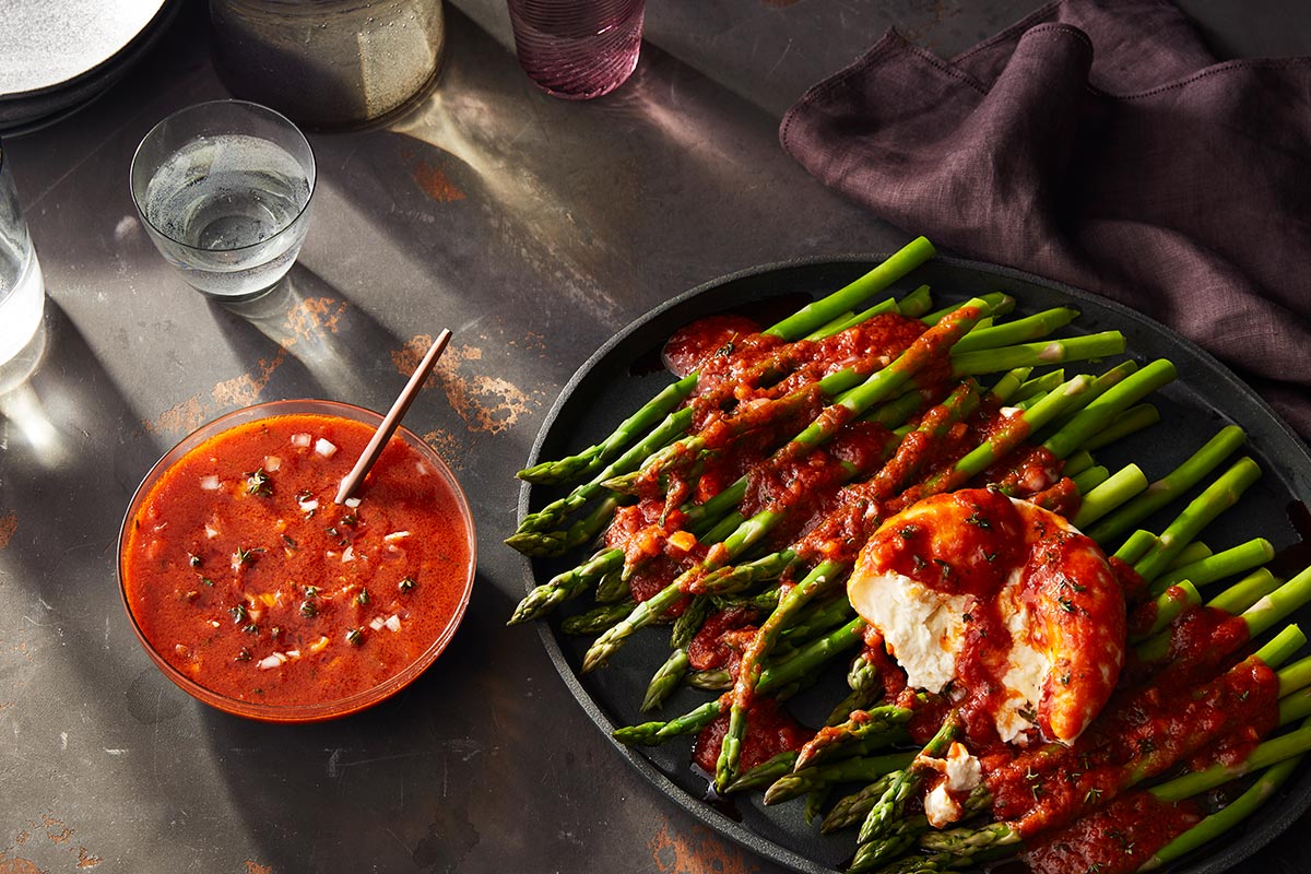 Warm Asparagus and Burrata Cheese Salad